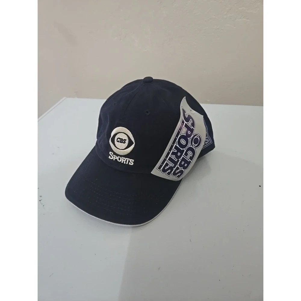 NWT Vtg 90s CBS Sports Hat K-Products Made In USA Navy‎ White Deadstock Cap